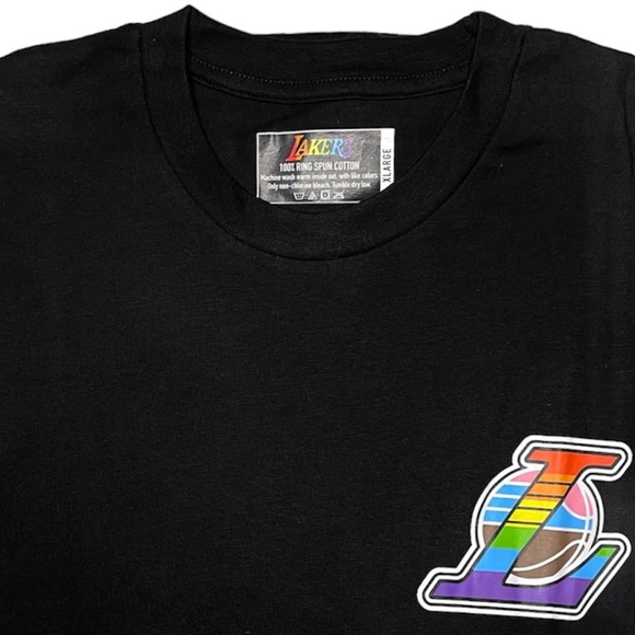 LAKERS LGBTQ Spirit Jersey Mens XL Black Long Sleeve T Shirt Rainbow Pride Night - Picture 3 of 6